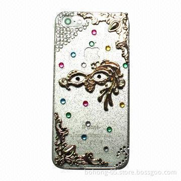 Case for iPhone 5, Made of PC, Flash Powder Paste Transparent Solid Drill (Facebook)